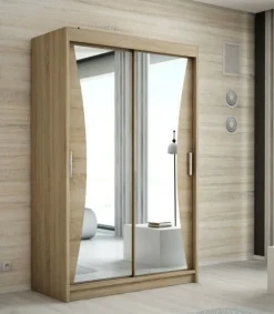 Schwebetürenschrank, 2-türig Schrank mit Spiegel- NIKO 120 cm