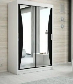 Schwebetürenschrank, 2-türig Schrank mit Spiegel- NIKO 120 cm