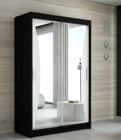 Schwebetürenschrank, 2-türig Schrank mit Spiegel- NIKO 120 cm