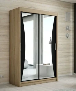 Schwebetürenschrank, 2-türig Schrank mit Spiegel- NIKO 120 cm