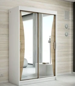 Schwebetürenschrank, 2-türig Schrank mit Spiegel- NIKO 120 cm