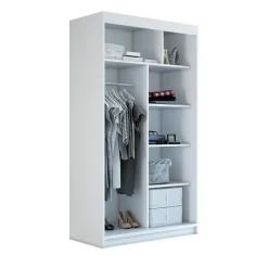 Schwebetürenschrank, 2-türig Schrank mit Spiegel- NIKO 120 cm