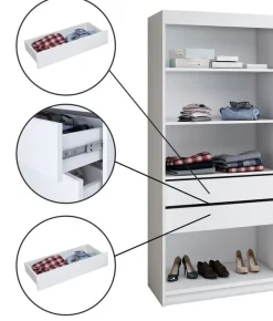 Schwebetürenschrank, 3-türig Schrank 200 cm mit 4 Schubladen, und Spiegel- Viluno 4