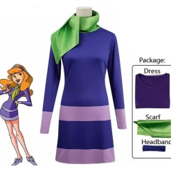 Scooby Doo Daphne Blake Cosplay Kostum Karneval Party Halloween Damen Outfit Set