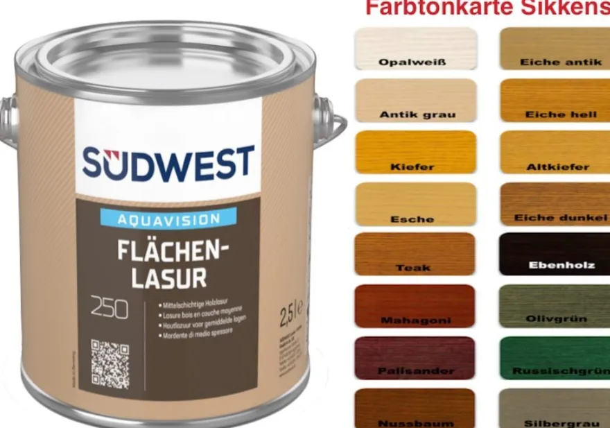 Südwest Aqua Flächenlasur - Holzlasur Fenster Türe Kinderspielzeug - Farbtöne Sikkens