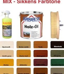 Südwest Holz-Öl - Gartenmöbel Terrassenöl UV-Schutz - MIX Farbtöne Sikkens