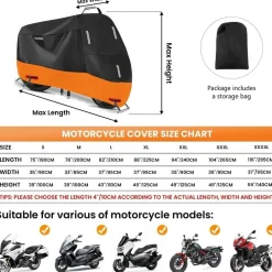 Seceles Motorrad Abdeckplane Outdoor 300D Wasserdicht für Roller, Moped, mit