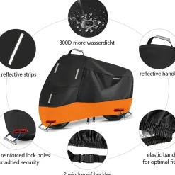 Seceles Motorrad Abdeckplane Outdoor 300D Wasserdicht für Roller, Moped, mit