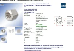 Sechskantmutter M36 1,5xd DIN 6330 A2 Edelstahl | Hexagon Nuts | Stainless Steel 304
