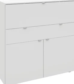 Sekretär Computertisch Büro Schrank Schreibtisch Weiß Matt Hochglanz
