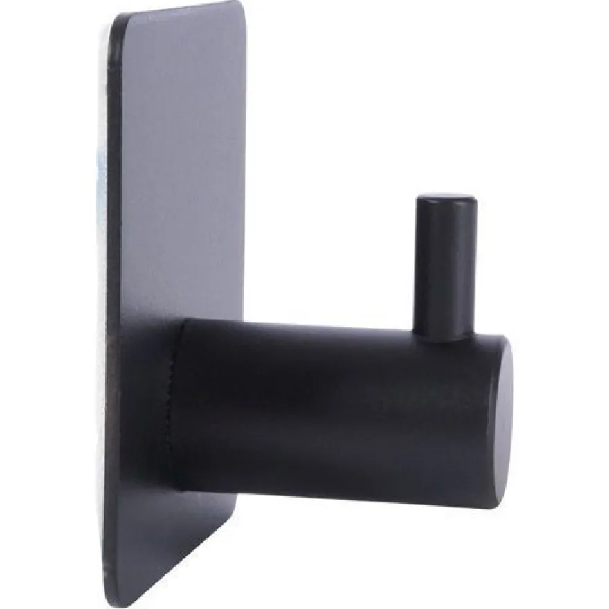 Selbstklebender Kleiderhaken, Stahl, schwarz, 4 Stück