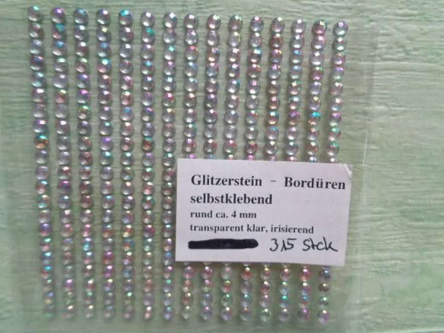 selbstklende Glitzersteine Halbperlen Schmucksteine - klar irisierend perlmutt gold