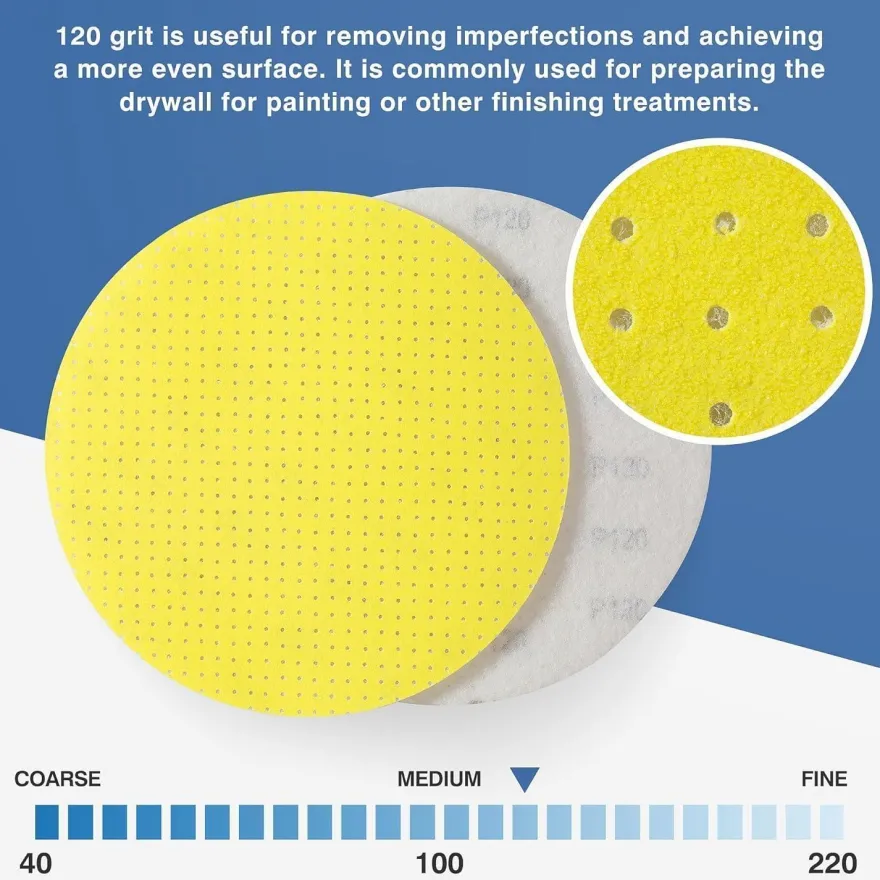 Selead Schleifpapier 225mm Klett, 25 Stk, Korn 120, Rund, Perforiert