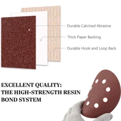 Selead 110 Stück Schleifpapier 125mm Klett 8-Loch Profi Körnung P80 für