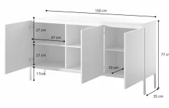 Selsey Bemmi - dreitrige Kommode, Dunkelgrn mit Metallbeinen, 150 cm