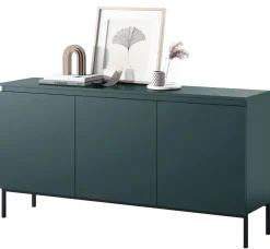 Selsey Bemmi - dreitrige Kommode, Dunkelgrn mit Metallbeinen, 150 cm