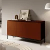 Selsey Bemmi - 3-trige Kommode, Ziegelrot mit Metallbeinen, 150 cm