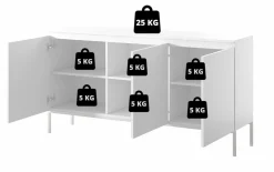 Selsey Bemmi - 3-trige Kommode, Ziegelrot mit Metallbeinen, 150 cm