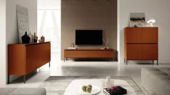 Selsey Bemmi - 3-trige Kommode, Ziegelrot mit Metallbeinen, 150 cm