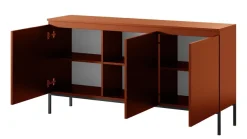 Selsey Bemmi - 3-trige Kommode, Ziegelrot mit Metallbeinen, 150 cm