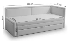 Selsey Caprili - Jugendbett mit ausziehbarer Liegefläche und Schublade, Hellgrau