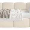 Selsey Cloudy - Jugendbett 120 cm, Bettkasten, Bouclé, Kopfteil rechts, Hellbeige