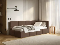 Selsey Cloudy - Jugendbett 120 cm, Bettkasten, Velours wasserabweisend, Kopfteil rech