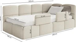 Selsey Cloudy - Kinderbett 120x200, Kopfteil links, Matratze & Bettkasten, Samt Hellb