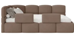 Selsey Cloudy - Kinderbett 90x200, mit Matratze, Rausfallschutz, Kopfteil links, Brau