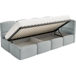 Selsey Cloudy - Kinderbett 90x200, mit Matratze, Rausfallschutz, Kopfteil rechts, Gra