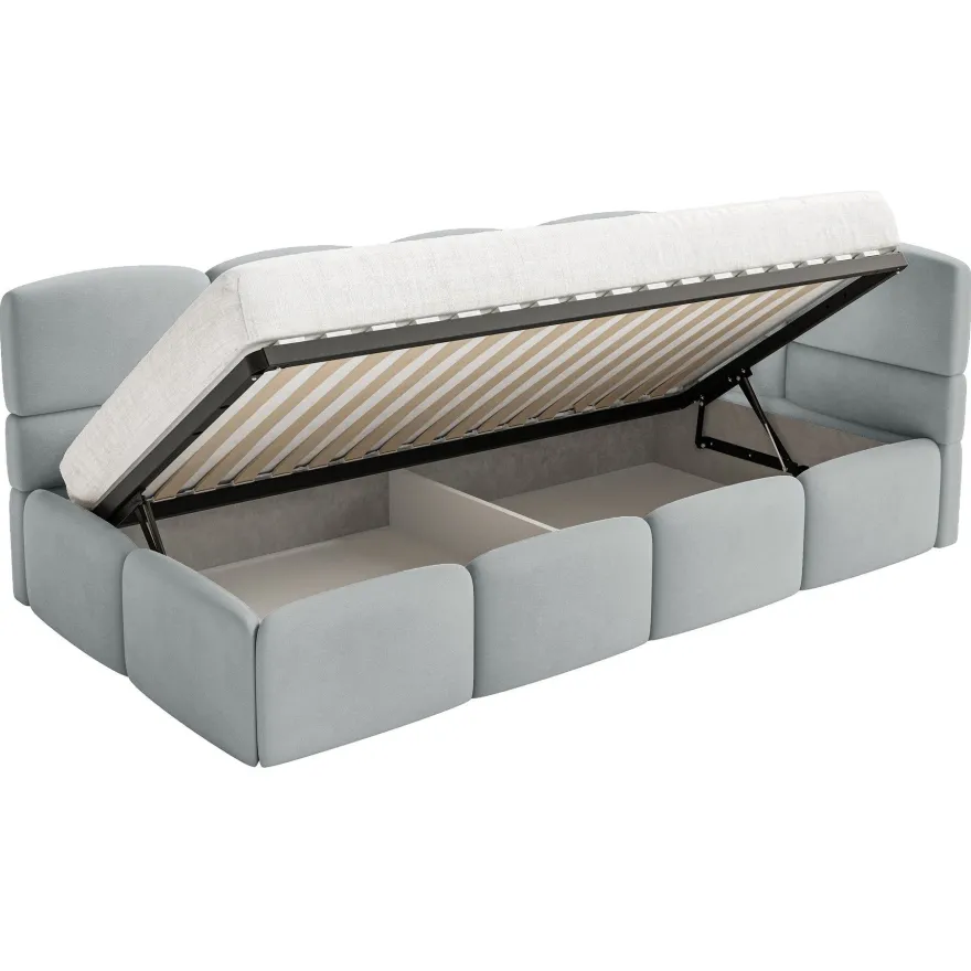 Selsey Cloudy - Kinderbett 90x200, mit Matratze, Rausfallschutz, Kopfteil rechts, Gra