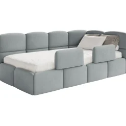 Selsey Cloudy - Kinderbett 90x200, mit Matratze, Rausfallschutz, Kopfteil rechts, Gra