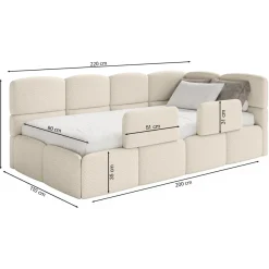 Selsey Cloudy - Kinderbett 90x200, Rausfallschutz, Kopfteil rechts, Hellblau