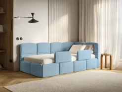 Selsey Cloudy - Kinderbett 90x200, Rausfallschutz, Kopfteil rechts, Hellblau