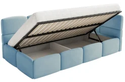 Selsey Cloudy - Kinderbett 90x200, Rausfallschutz, Kopfteil rechts, Hellblau
