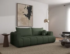 Selsey Dandelino - 3-Sitzer Sofa mit Schlaffunktion, Chenille-Bezug, grün