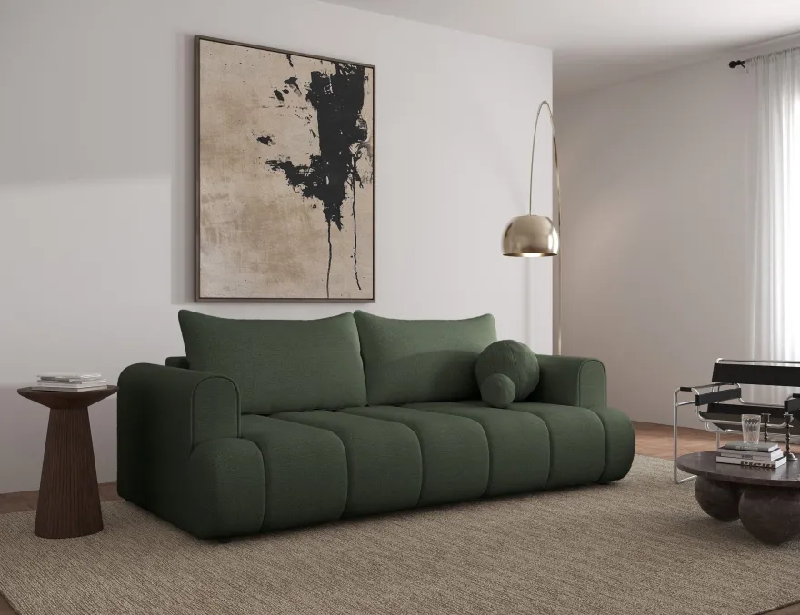 Selsey Dandelino - 3-Sitzer Sofa mit Schlaffunktion, Chenille-Bezug, grün