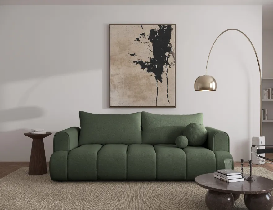 Selsey Dandelino - 3-Sitzer Sofa mit Schlaffunktion, Chenille-Bezug, grün