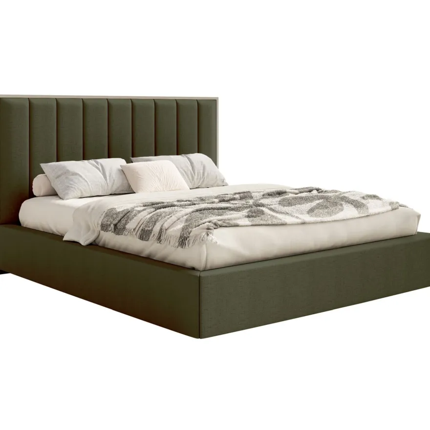 Selsey Togents - Polsterbett 140x200 mit Chenillebezug, Bettkasten und LED, Dunkelgrü