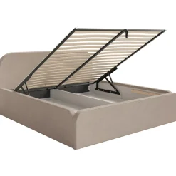 Selsey Umike - Polsterbett 200x200 mit Bettkasten, Samtbezug, Beige