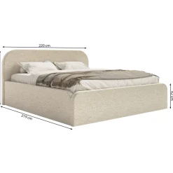 Selsey Umike - Polsterbett 200x200 mit Bettkasten, Samtbezug, Beige