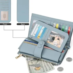 Sendefn Großes Damen Portemonnaie aus Leder mit RFID-Schutz, vielen Fächern und