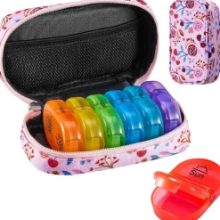 Serfeymi Tablettenbox 7 Tage Medikamenten Organizer Regenbogen Pillendose