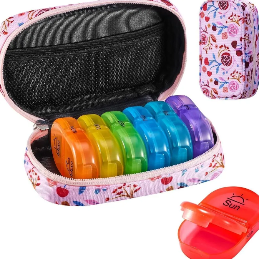 Serfeymi Tablettenbox 7 Tage Medikamenten Organizer Regenbogen Pillendose