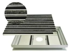 Set Eingangsmatte Rips Gummi ALU Schmutzfangwanne rutschsicher langlebig