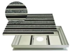 Set Eingangsmatte Rips Gummi ALU Schmutzfangwanne rutschsicher langlebig