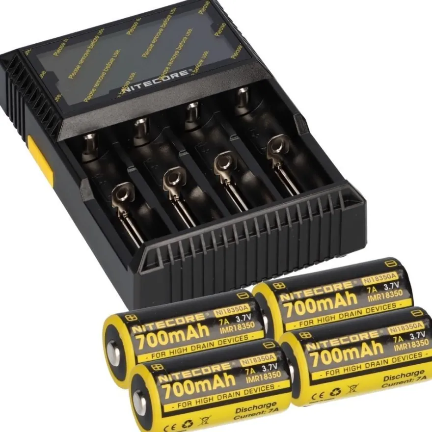 Set Nitecore D4 Ladegerät + 4x Nitecore 18350 Li-Ion Akku