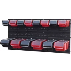 Set Wandregal Boxen 14 Stapelboxen schwarz rot
