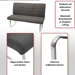 Set 4x Esszimmerstuhl+Sitzbank HWC-G55, Bank Küchenstuhl Stuhl mit Armlehne