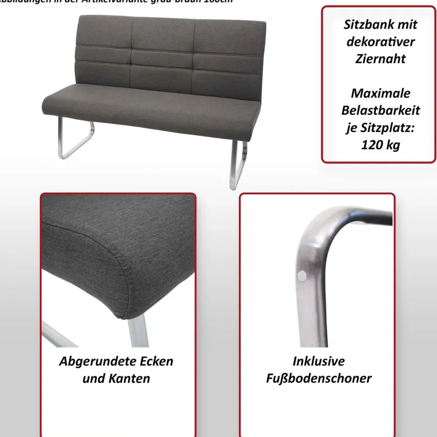 Set 4x Esszimmerstuhl+Sitzbank HWC-G55, Bank Küchenstuhl Stuhl mit Armlehne